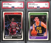 1988-89 Fleer Basketball Scottie Pippen (#20) & John Stockton (#115) PSA 9 Graded Rookie Cards 